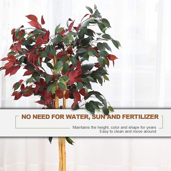 Goplus 4FT Tall Artificial Ficus Tree, Greenery Fake Tree Faux Plant in Pot for Indoor Outdoor Home Décor - Image 4